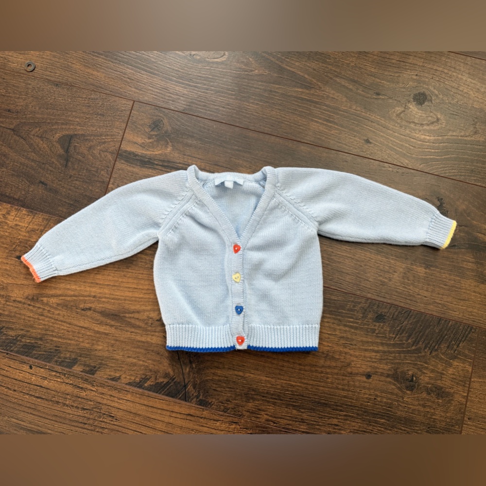Hill House Tiny House Cardigan Blue Heart Buttons Size 0-3 Months